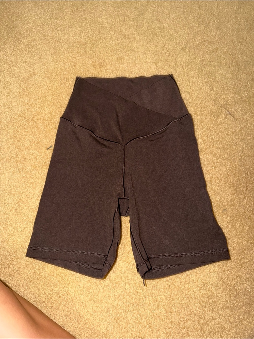 High-Waist Brown Cross over Women’s Bike Shorts